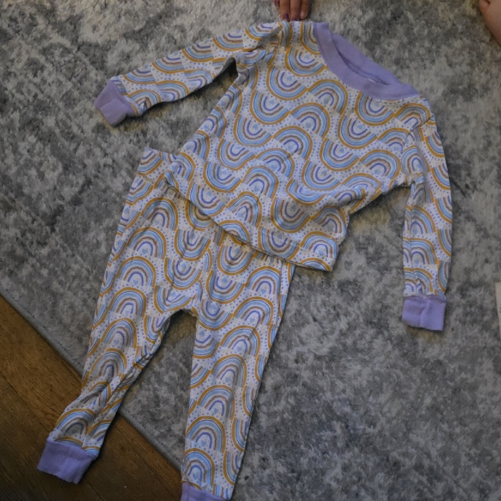 Wonder Nation Purple and Yellow Rainbow Pajama Set